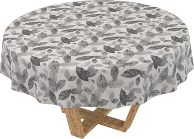 Produktbild von Tischdecke 3.0 Natur Herbarium Schwarz Rund 140cm Schnittkante Wachstuch abwaschbar