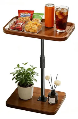 Image de Table d'appoint C-Form, en bois, avec hauteur réglable, rotation à 360°, dimensions 30x46 cm, finition bois brut