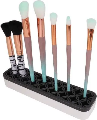 Imagen del producto de Soporte de silicona multifuncional para brochas de maquillaje: almacenamiento y organizador para brochas y labiales.