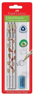 Immagine prodotto di Matite triangolari Faber-Castell con gomma, confezione da 3 pezzi