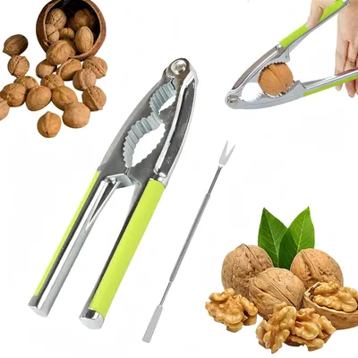 Produktbild von Nussknacker aus Metall und Edelstahl, rutschfester Griff, zum Knacken von Nüssen und Meeresfrüchten