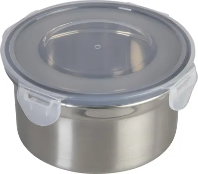 Zdjęcie produktu dla Pudełko na lunch ze stali nierdzewnej; okrągłe pudełko na żywność o pojemności 600 ml, do przechowywania