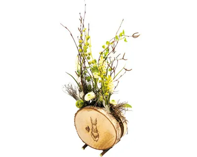 Produktbild von Ostergesteck HASE aus Birkenscheiben grün 8x20cm H 45cm CreaFlor Home
