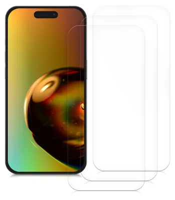 Produktbild von kwmobile 3x Displayschutzfolie kompatibel mit iPhone 15 Folie - klare Schutzfolien Set in transparent