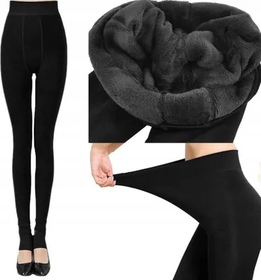 Produktbild von Damenleggings - Gefüttert - Mit Fell - Leggings - Hoher Bund - Winterleggings - S/M - Schwarz