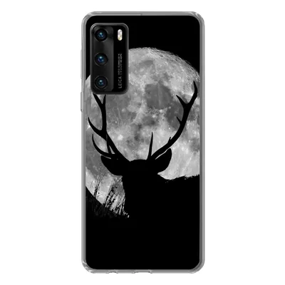 Produktbild von MuchoWow® Handyhülle Schutzhülle Hülle für Huawei P40 Hirsch - Mond - Nacht Silikon Softcase Handy Hülle - Handytasche
