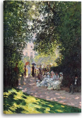 Produktbild von Leinwandbild (60x80cm): Claude Monet - Der Park Monceau (1878), echter Holz-Keilrahmen inkl. Aufhänger, handgefertigt in Deutschland