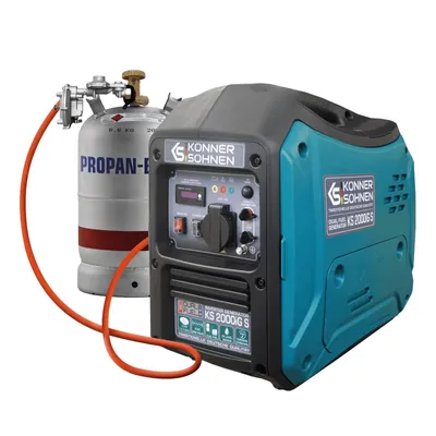 Produktbild von Könner & Söhnen Hybrid Inverter Stromerzeuger KS 2000iG S, 2000W, Dual Fuel LPG/Benzin, reine Sinuswelle, leise, Gas-Generator, Camping