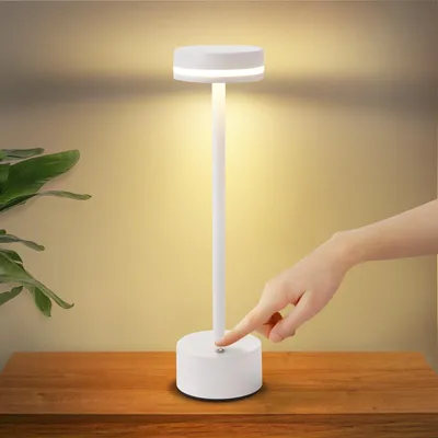 Produktbild von ZMH Tischlampe Kabellos LED Tischleuchte Akku Nachttischlampe Dimmbare mit USB-C Aufladbar Batterie Touch Lampe Weiß Tischlampen für Schlafzimmer Esszimmer Büro