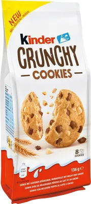 Produktbild von Kinder Crunchy Cookies 8 Kekse mit Stückchen aus Schokolade 136g