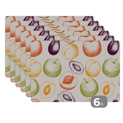 Obrázok produktu pre MuchoWow® Podložky Sada 6 podložiek Umývateľné podložky 30x45x0.3cm Vzor - Potraviny - Ilustrácie Podložka pod stôl Nekĺzavá a odolná voči teplu