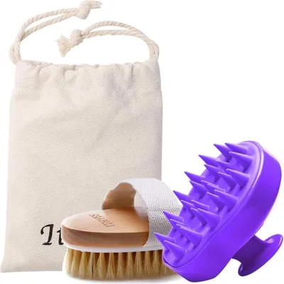 Produktbild von Shampoo-Bürsten-Set mit Silikonborsten für Massage und Peeling