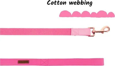 Produktbild von Famanu Hundehalsband und Leine aus Leder, rosa, verstellbare Halsband für kleine Hunde, Halsumfang 25,4 - 40,6 cm