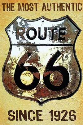 Produktbild von vianmo Holzschild 18x12 cm Retro Wappen Route 66 since 1926 USA