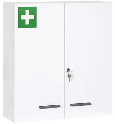 Image de Armoire à pharmacie - Armoire de salle de bain - Armoire de rangement pour médicaments - Armoire sécurisée - Armoire de rangement - Avec serrure et 2 clés - Acier