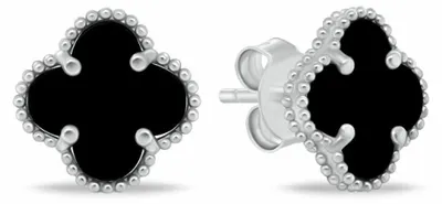 Immagine prodotto di Bellissimi orecchini in argento a forma di trifoglio a quattro foglie EA1157WBC