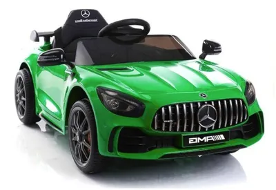 Productafbeelding van Kindervoertuig Mercedes GTR, groen, met banden en lederen stoel. Auto