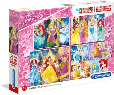 Obrázek produktu pro Sada puzzle Clementoni Supercolor - Disney Princess (20, 60, 100, 180 dílků)