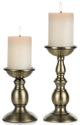 Productafbeelding van Solidchoice - Set van 2 Bronzen Kaarsenhouders voor 80mm Kaarsen