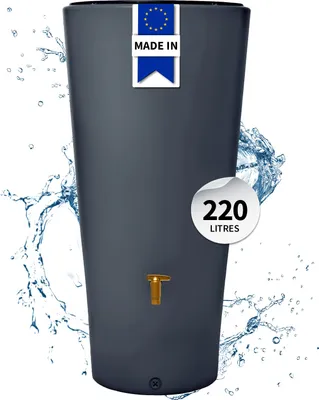 Image de 4rain Réservoir VASO 2en1 220L graphite avec robinet PE imitation laiton, bac à plantes intégré - solution durable pour jardin