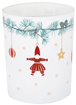 Image de Bougeoir Greengate JUANA en verre blanc 12 cm, support pour bougie chauffe-plat