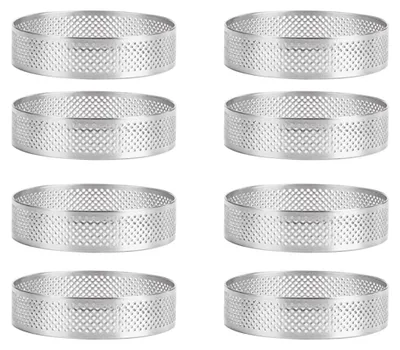 8-teiliger Kuchenring aus Edelstahl, 6 cm, perforiert, hitzebeständig