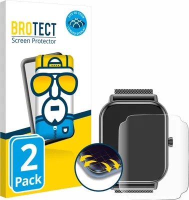 Produktbild von 2x BROTECT Fullscreen Schutzfolie für Haulvean Smartwatch 1.85" Displayschutz Folie Fullcover Klar Transparent