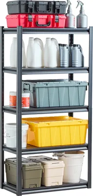 Obrázok produktu pre VEVOR úložné regály 907 kg bez skrutiek regály do pivnice vysoko zaťažiteľné nastaviteľné 5 políc 406,4x812,8x1600,2 mm vysoko zaťažiteľné regály do kuchyne sklady čierne