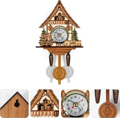 Image de Horloge coucou ancienne en bois Horloge murale maison coucou Horloge coucou suspendue pendule cloche automatique Décoration de la maison