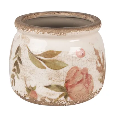 Produktbild von Clayre & Eef Blumentopf Ø 12x10 cm Beige Rosa Keramik Blumen