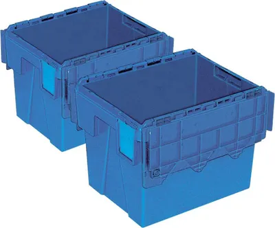 Produktbild von 2 Mehrwegbehälter/Versandbehälter mit Deckel, 25 l, LxBxH 400x300x310 mm, blau