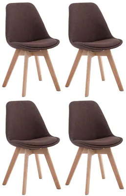 Produktbild von CLP 4er Set Besucherstühle Borneo V2 Stoff mit Polsterung braun Gestell Farbe natur