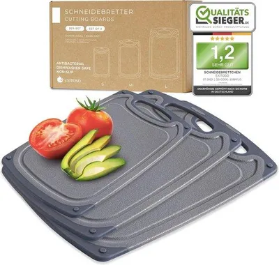 Obrázok produktu pre Sada 3 kusov dosiek na krájanie, protišmykové, vhodné do umývačky riadu, antibakteriálne, vhodné do kuchyne