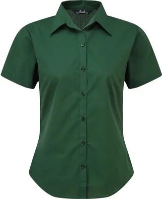 Produktbild von Premier Damen Kurzarm Popeline Bluse / Arbeitshemd RW1092 (18UK/44DE) (Flaschengrün)