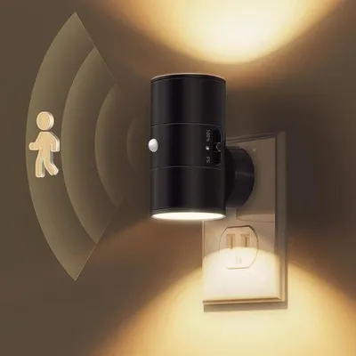 Produktbild von LED-Dimm-Lampe mit Bewegungsmelder, 1 Stück, Dimmbar, Warmweiß, 3000 K, 0-100 lm Helligkeit, für Badezimmer, Flur, Schlafzimmer