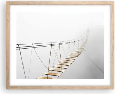Produktbild von Gerahmtes Poster - Rahmen in heller Eiche - Brücke ausgesetzt Nebel - 50x40 cm - Wand Bild - Wanddeko - Wandbilder - Kunstposter - Wandposter - Bilderrahmen - Bilder - Kunstdruck - P2NAA50x40-5018