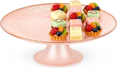 Produktbild von Tortenständer aus Glas, rosa, 21 cm, erhöhter Sockel