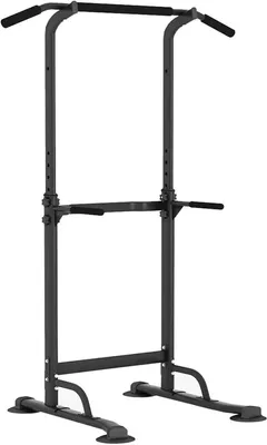 Obrázek produktu pro Posilovací stanice s hrazdou – fitness věž – posilování – výškově nastavitelná – 165–210 cm – černá