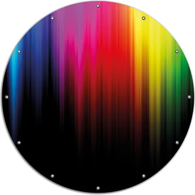 Produktbild von Wallario rundes Outdoor-Poster für Garten oder Balkon, Motiv Bunte Regenbogenstreifen auf Schwarz, 120 cm Durchmesser