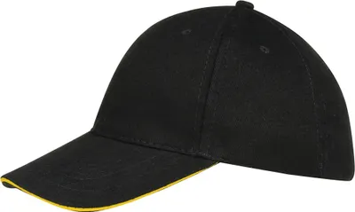 Image de Casquette de baseball SOLS Buffalo unie PC372 (taille unique) (Noir/Jaune)