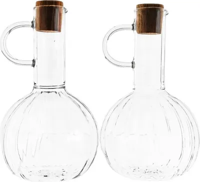 Produktbild von Öl- & Essigflasche "Luana Doppio" 2er-Set aus Borosilikatglas mit Holzkorken
