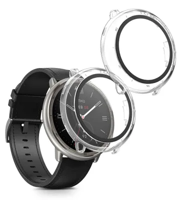 Produktbild von kwmobile 2x Glas Hülle für Amazfit Active2 (A2437) Schutzhülle - Fullbody Fitnesstracker Case Set aus Glas - Transparent