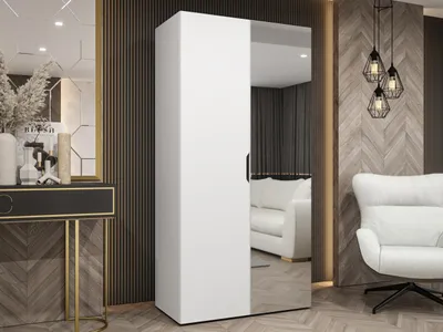 Produktbild von MIRJAN24 Kleiderschrank Malaga 100 mit Spiegel, Kleiderschrank, Garderobe (Farbe: Weiß, Größe: 100 cm)