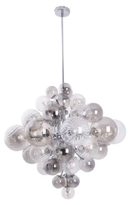 Produktbild von Pendelleuchten - Pendelleuchte "SPHERE" Ø: 75cm, Hängelampe im Design Style, aus Metall und Glas in chrome, 120 cm hoch, Ø 75 cm, G9-Fassung