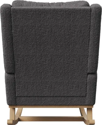 Image de Fauteuil à Bascule Avec Coussins Et Sac De Rangement, En Bois Massif, Pour Salon, Gris
