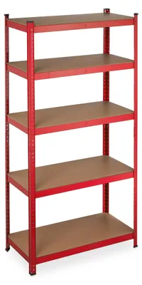 Productafbeelding van 2 x Zwaar belastbaar stapelbaar rek, draagvermogen: 875 kg, 5 niveaus, geschikt voor kelder en garage, staal, afmetingen (hoogte x breedte x diepte): 180 x 90 x 45 cm, rood
