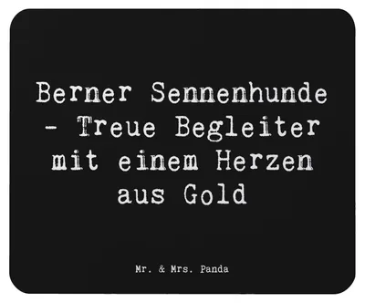 Produktbild von Mr. & Mrs. Panda Mauspad Spruch Berner Sennenhund Herz - Schwarz - Geschenk, Hunderassen Eigenschaften, hundefreundlich, laptop mousepad, geborgene Hunde, Hundeliebhaber