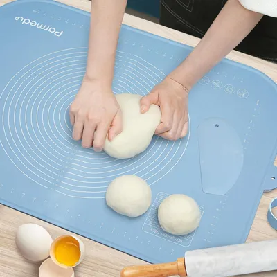 Image de Tapis de pâte en silicone 80x60cm Tapis antiadhésif Sangle de rangement & coupe-pâte