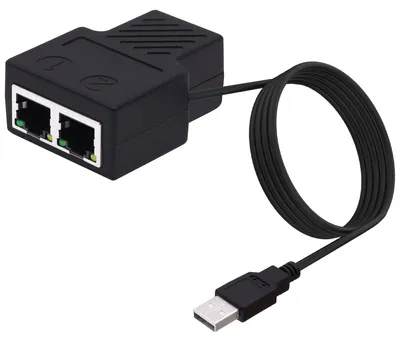 Image de Diviseur Ethernet 1 vers 2, adaptateur diviseur Ethernet RJ45 avec câble d'alimentation USB