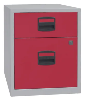 Produktbild von Bisley Home Beistellschrank auf Rollen Home Office - Farbe: Lichtgrau/Kardinalrot